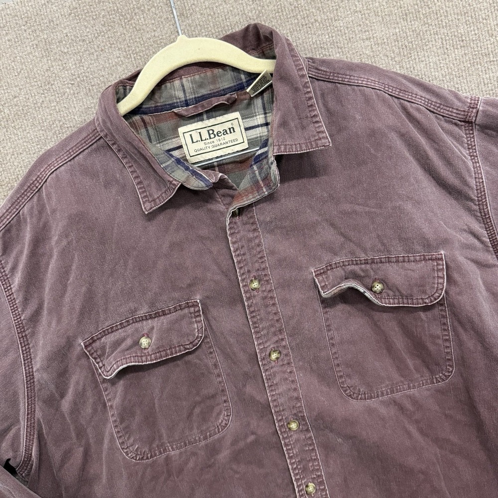 Vintage LL Bean Flannel Lined Shirt Jacket Men's XL Purple Shacket
